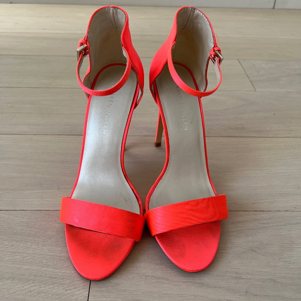 Karen Millen satin heels, hot pink, Sz Eur 38/ US 7.5